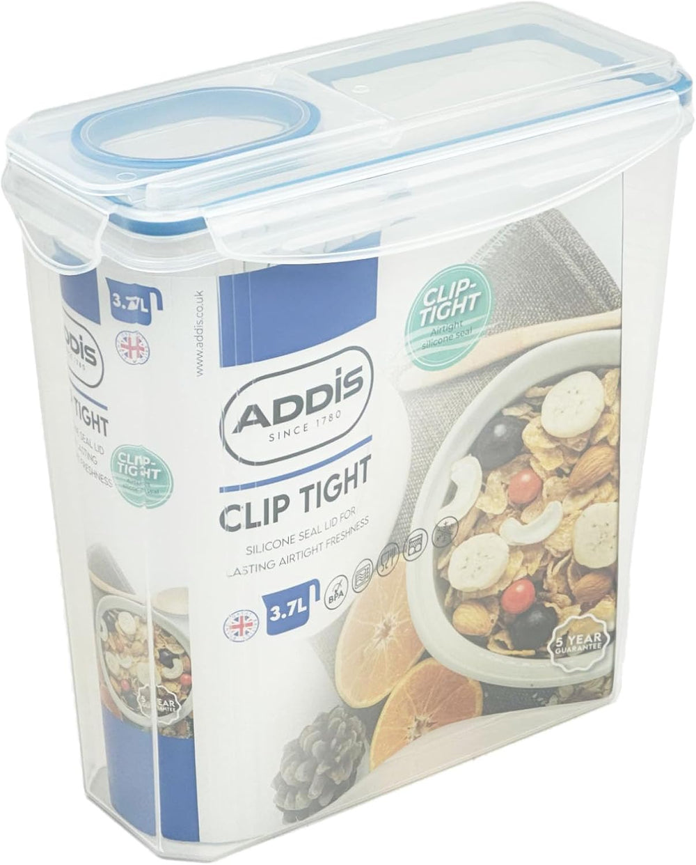 Addis Clip Tight Cereal Food Storage Container 3.7 Litre Tall Rectangle With ...