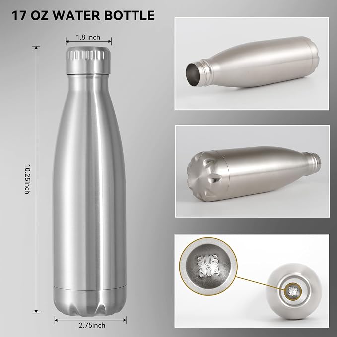 VEGOND 17oz Stainless Steel Water Bottles Bulk, Reusable Metal Sports Water - Image 5
