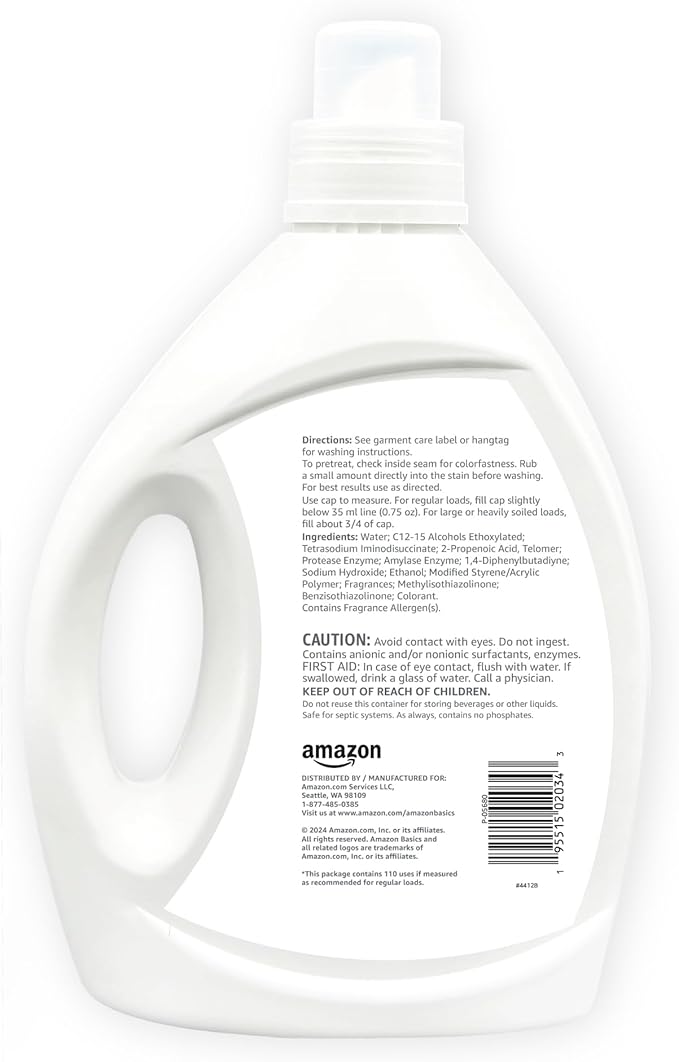 Amazon Basics Concentrated Liquid Laundry Detergent, 110 loads, 82.5 Fl Oz - Image 2