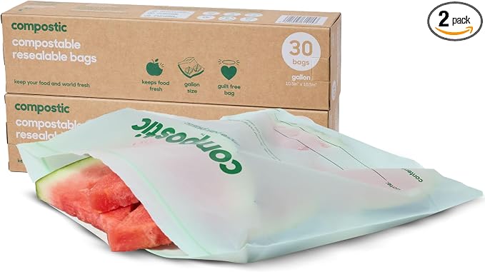 Compostic Home Compostable Resealable Gallon Bags, Microwave & Freezer Safe by COMPOSTIC