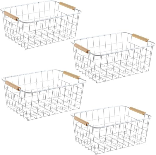 LeleCAT White Wire Baskets for Organizing by LeleCAT