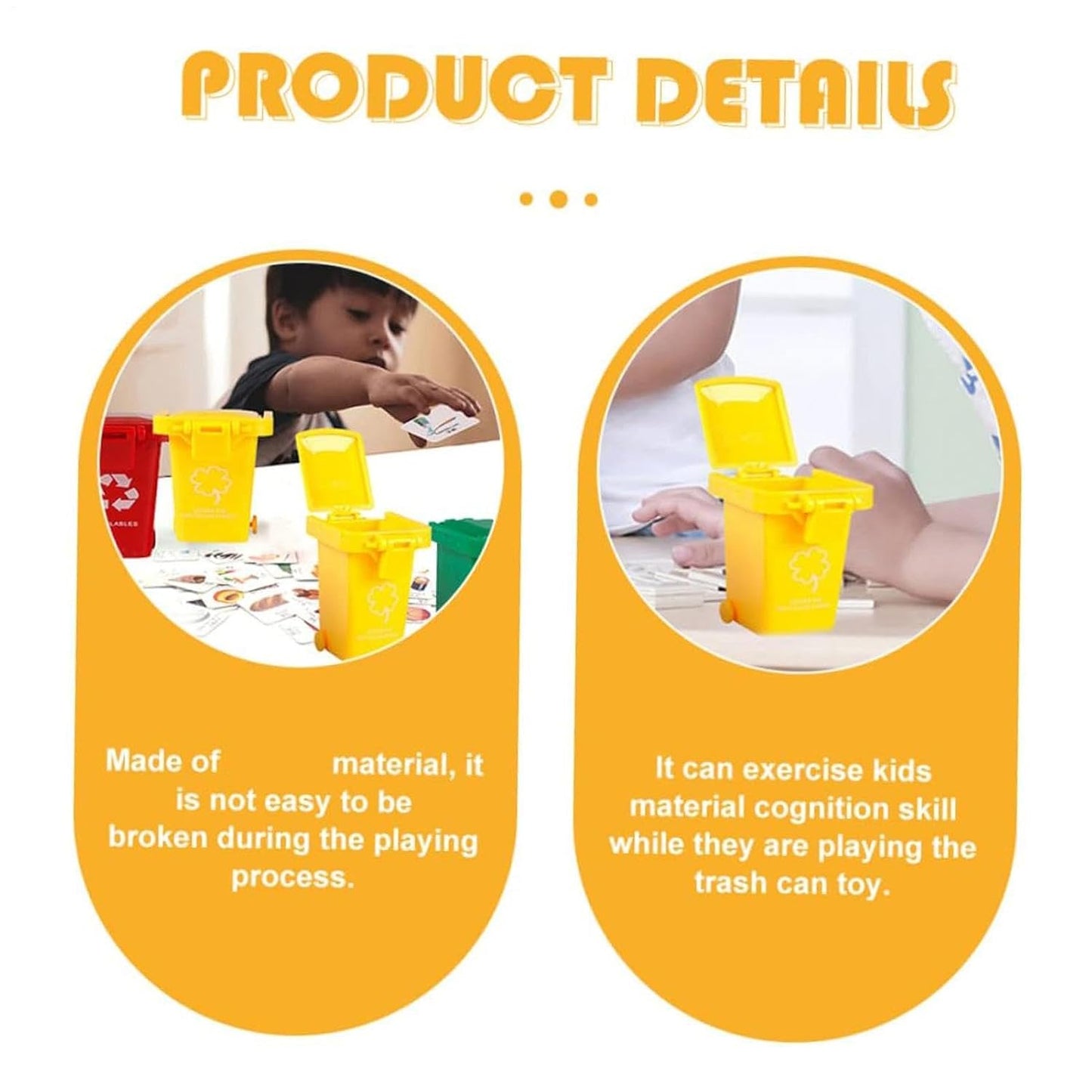 Toy Garbage Cans Waste Bucket Storage Holder | Vehicle Garbage Bin for Little Kids Desk Desktop Table Classroom Office Party