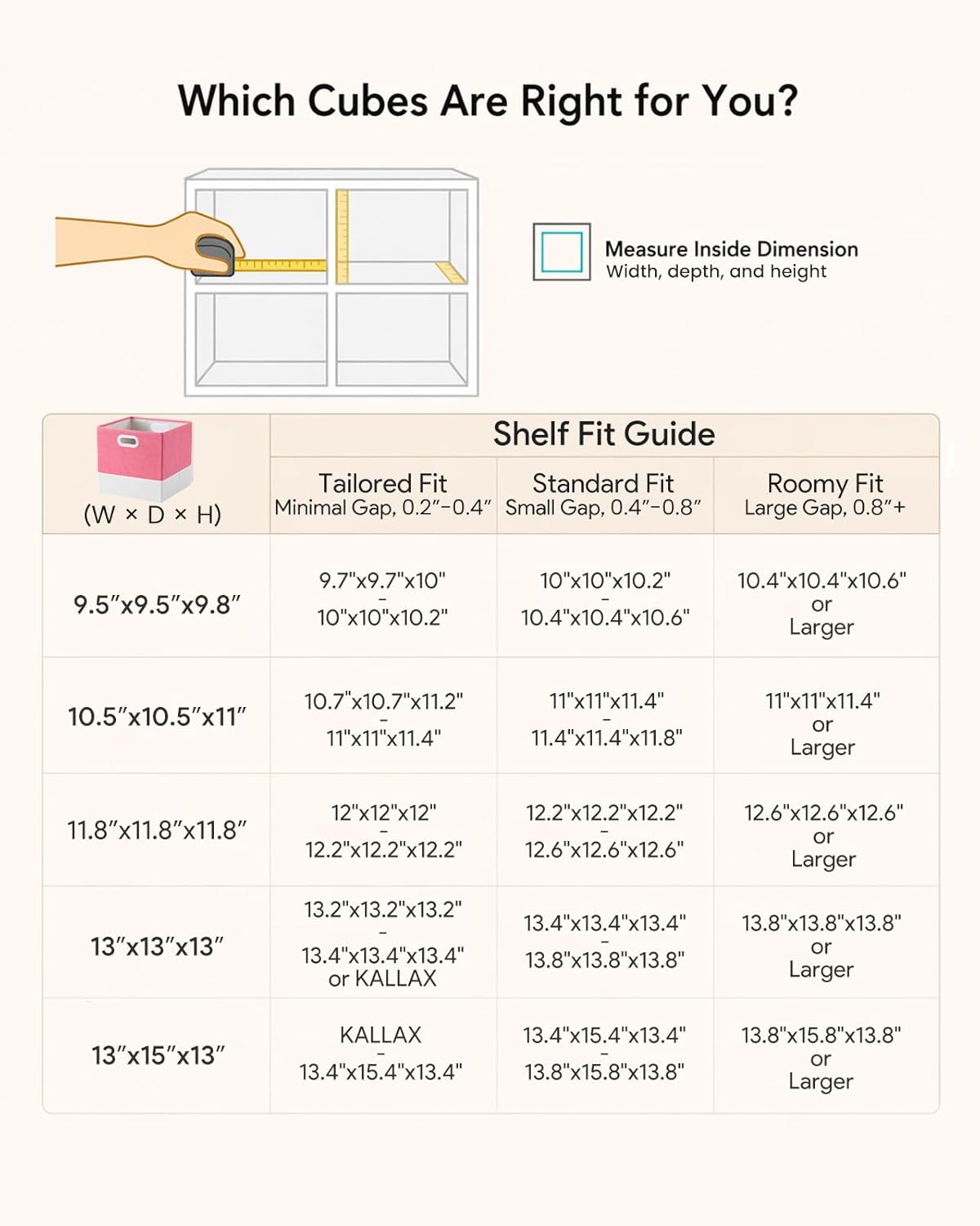 Storage Cube Bins | Macaron & White, 10.5"x10.5"x11", 6 Pack | Multi-Size | Ultra-Fine Fabric | Organizer Baskets for Shelf, Wadrobe, Closet | 11"x11"x11" Cube Insert Drawer