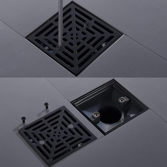 RANDOM 4 Inch Black Shower Drain Square - Image 8
