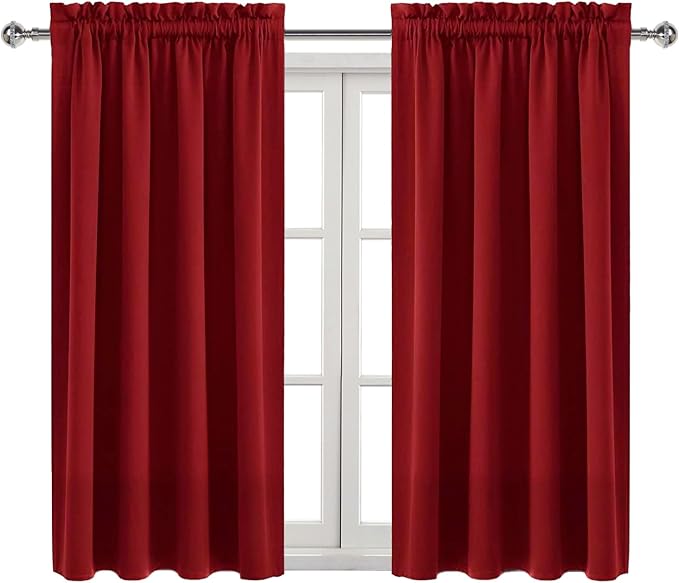 DWCN Christmas Burgundy Room Darkening Blackout Curtains - Image 9