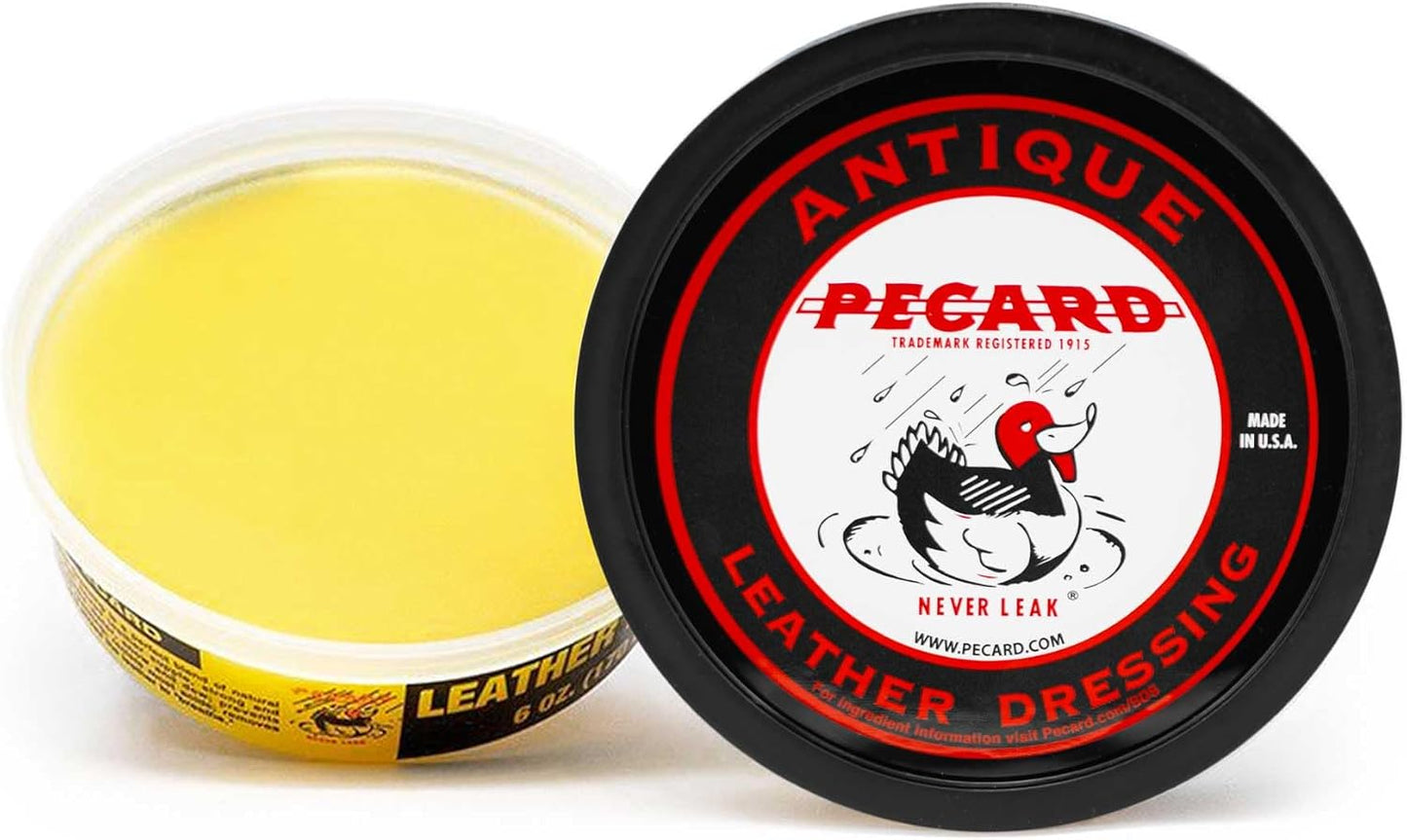 Antique Leather Dressing 6 oz – Waterproofs, Restores, and Preserves Vintage and Exotic Leathers – Ideal for Oil-Tanned and Chrome-Tanned Leather Goods