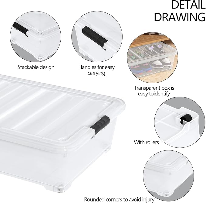 50 Quart Plastic Under Bed Storage Boxes - Image 3