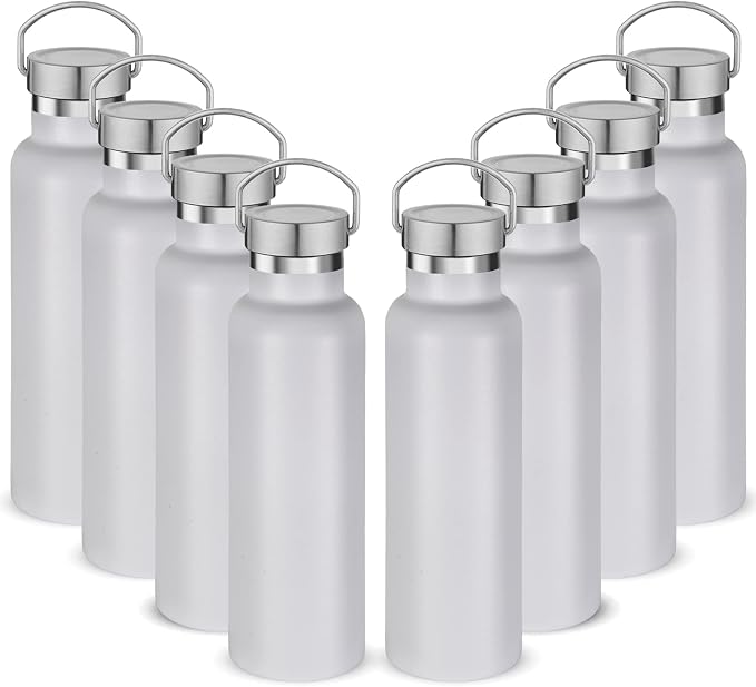 Neihepal 20 oz Insulated Water Bottles Bulk 8 Pack, Stainless Steel Double Wall by Neihepal