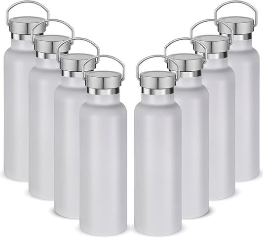 Neihepal 20 oz Insulated Water Bottles Bulk 8 Pack, Stainless Steel Double Wall by Neihepal