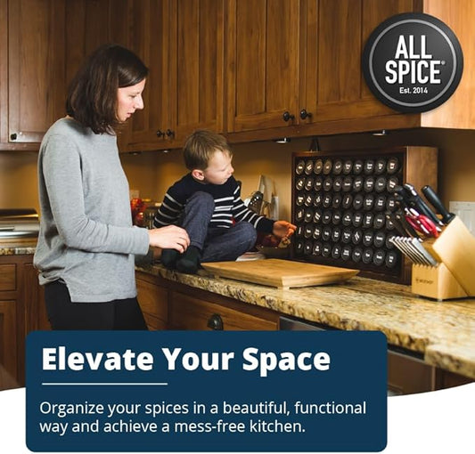 AllSpice Spice Rack Organizer, 525 Unique Labels, Countertop or Wall Mount - Image 2