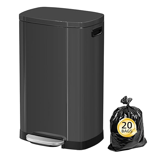 13 Gallon Trash Can with Lid, 50L Fingerprint Proof Stainless Steel Kitchen by trashcan