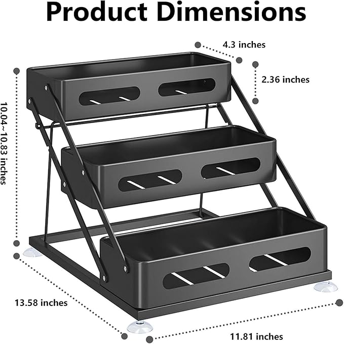 3 Tier Foldable Spice Rack for Countertop Iron Kitchen Seasoning Organizer for - Image 4