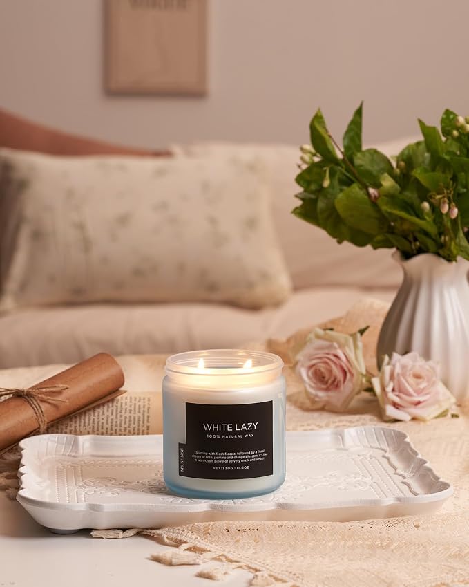 M&SENSE Jasmine & Clean Cotton Spring Scented Candle, 11.6oz Aromatherapy Gifts - Image 6