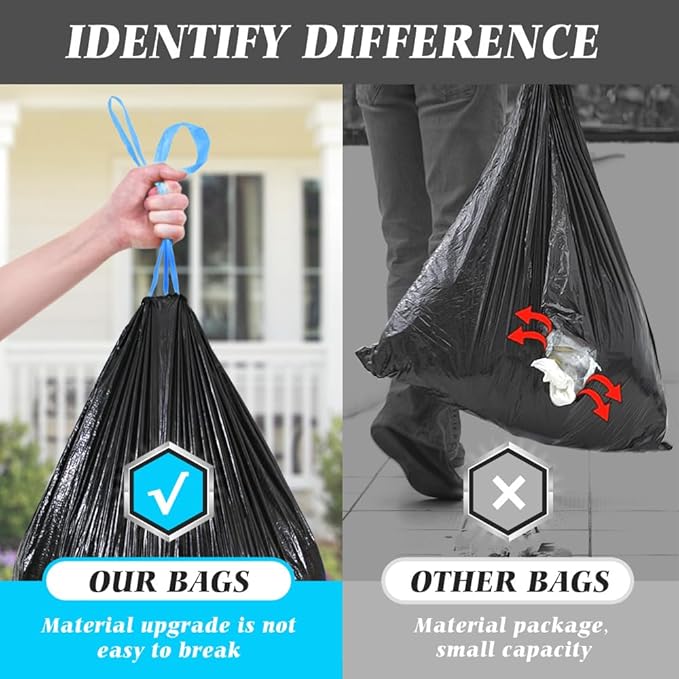 Teivio 20 Gallon 60 Counts Large Drawstring Trash Bags Strong Tall Kitchen - Image 6