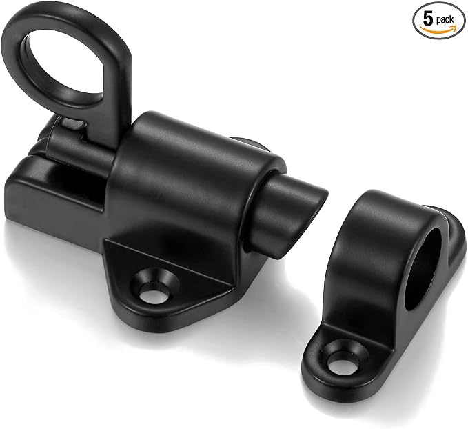 5 Packs Self-Closing Latches，Black Spring Door Lock，Resilient Bolt Latch by INIRET