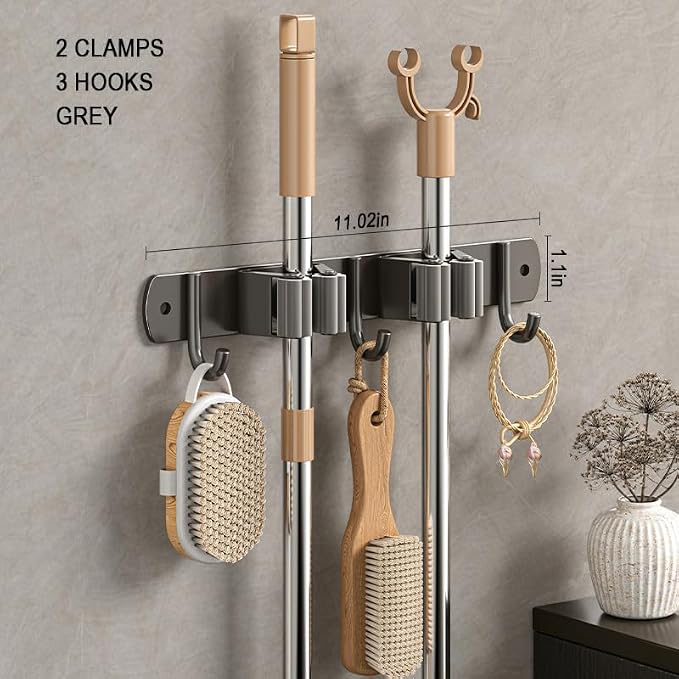 Amouy Broom Holder Wall Mount Mop, Garden Tool Storage Tool Rack Storage & - Image 4