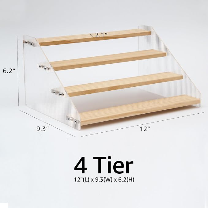 nianfeng Tiered Spice Rack, 4-Tier Spice Pantry Kitchen Cabinet Organizer - Image 6