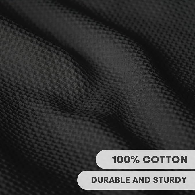 Artoid Mode 100% Cotton Black Waffle Weave Kitchen Dish Cloths, 12x12 Inch - Image 2
