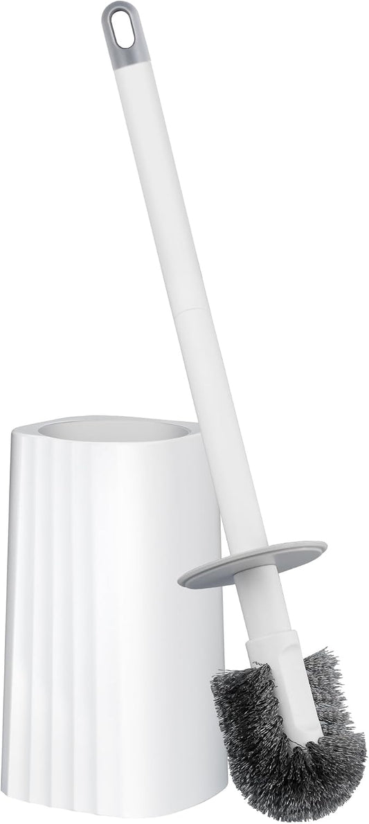 Toilet Brush & Holder Set, Lightweight Plastic Handle, Space Saving by Derloyo