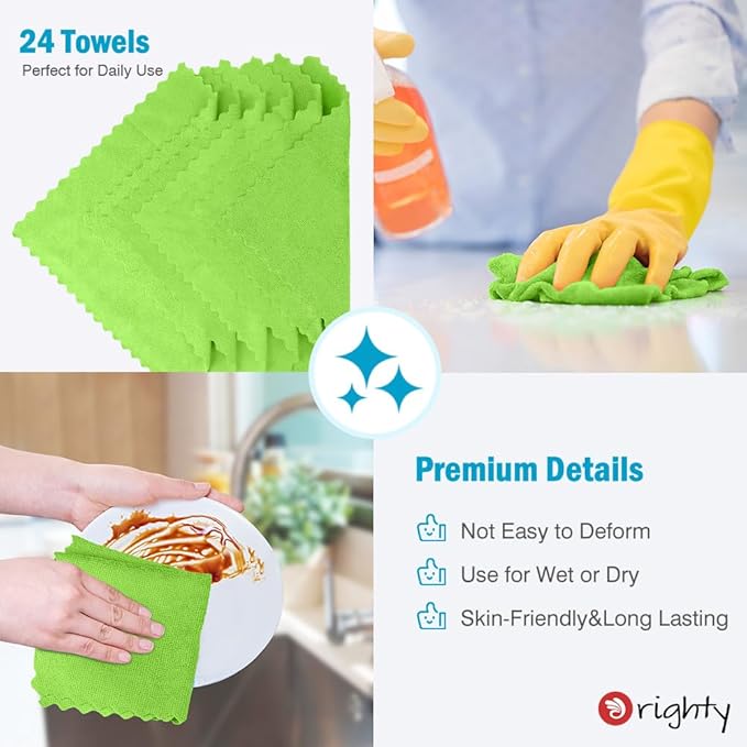 Orighty Microfiber Cleaning Cloth, 24 Pack Highly Absorbent Cleaning Supplies - Image 6