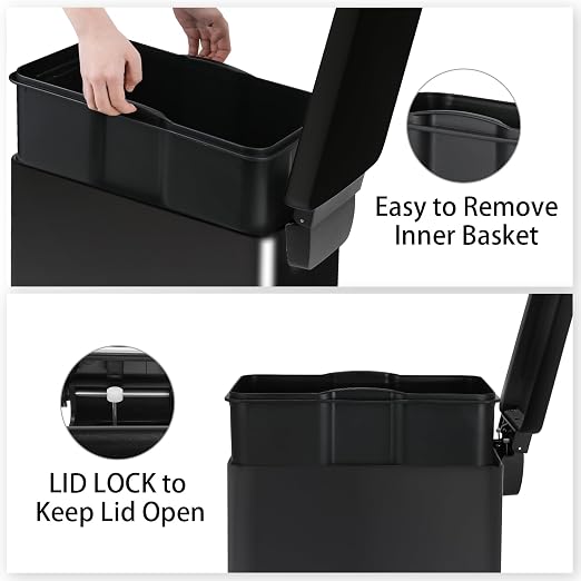 Arlopu 13.2 Gal Slim Kitchen Trash Can - Image 5