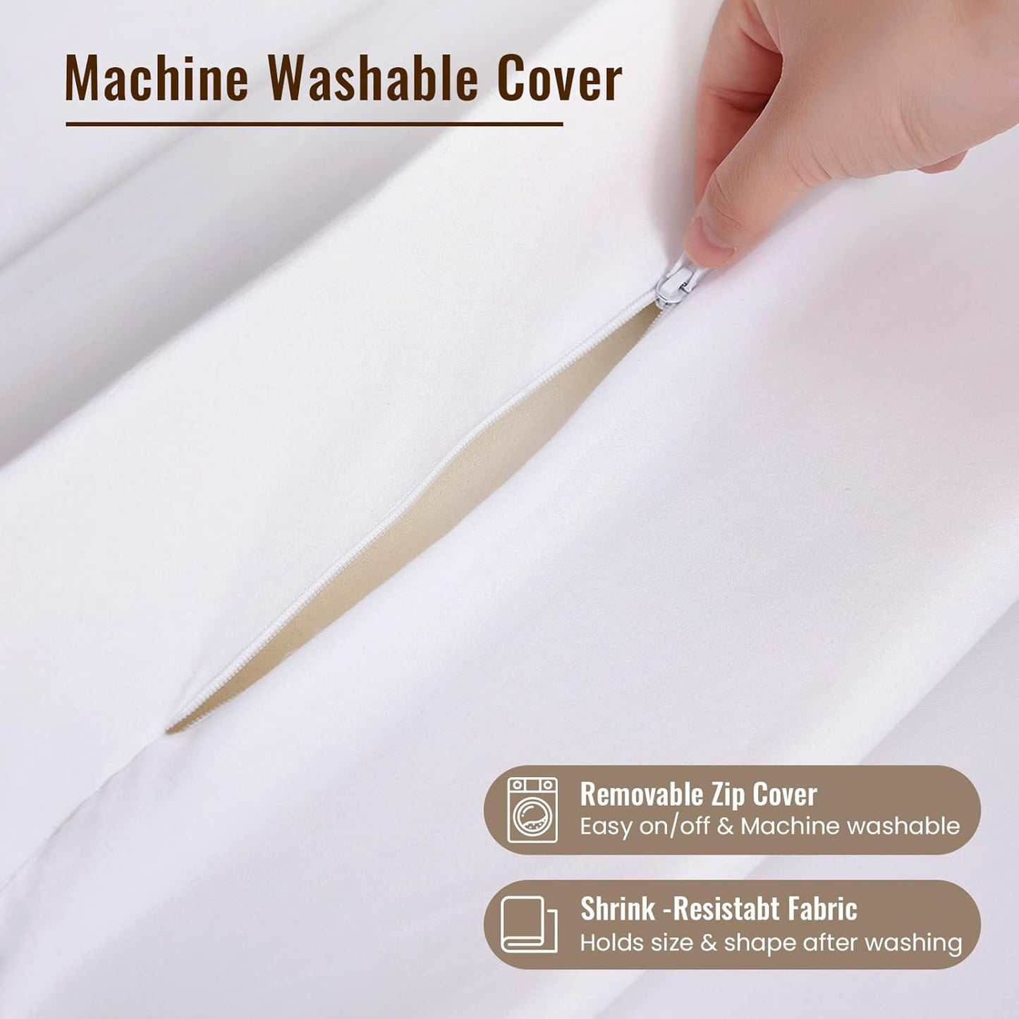 Vekkia 80" x 12" Twin XL/Twin to King Converter with Internal PE Support Sheet & High-Density Foam, Split King Gap Filler for Adjustable Bed, Guest Room, Vacation Rentals, Hotel, Washable Cover