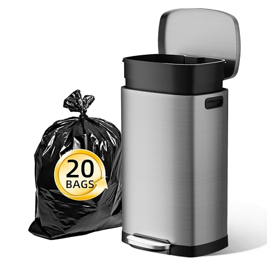 KUK 13 Gallon/50L Stainless Steel Kitchen Trash Can by KUK