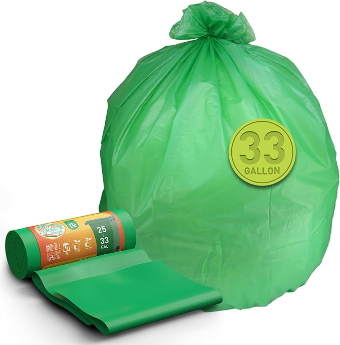 Compostable 33 gallon Large Garbage Bags, Fits 33-36 gallon trash can, Extra by RAYTID