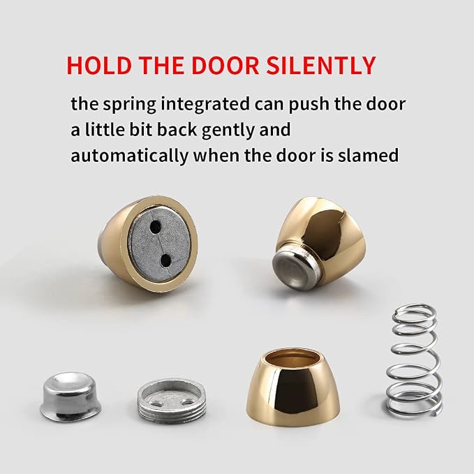 YAGU 2 Pack Magnetic Door Stoppers Holder, Zinc Alloy Bright Gold Door Stops - Image 8