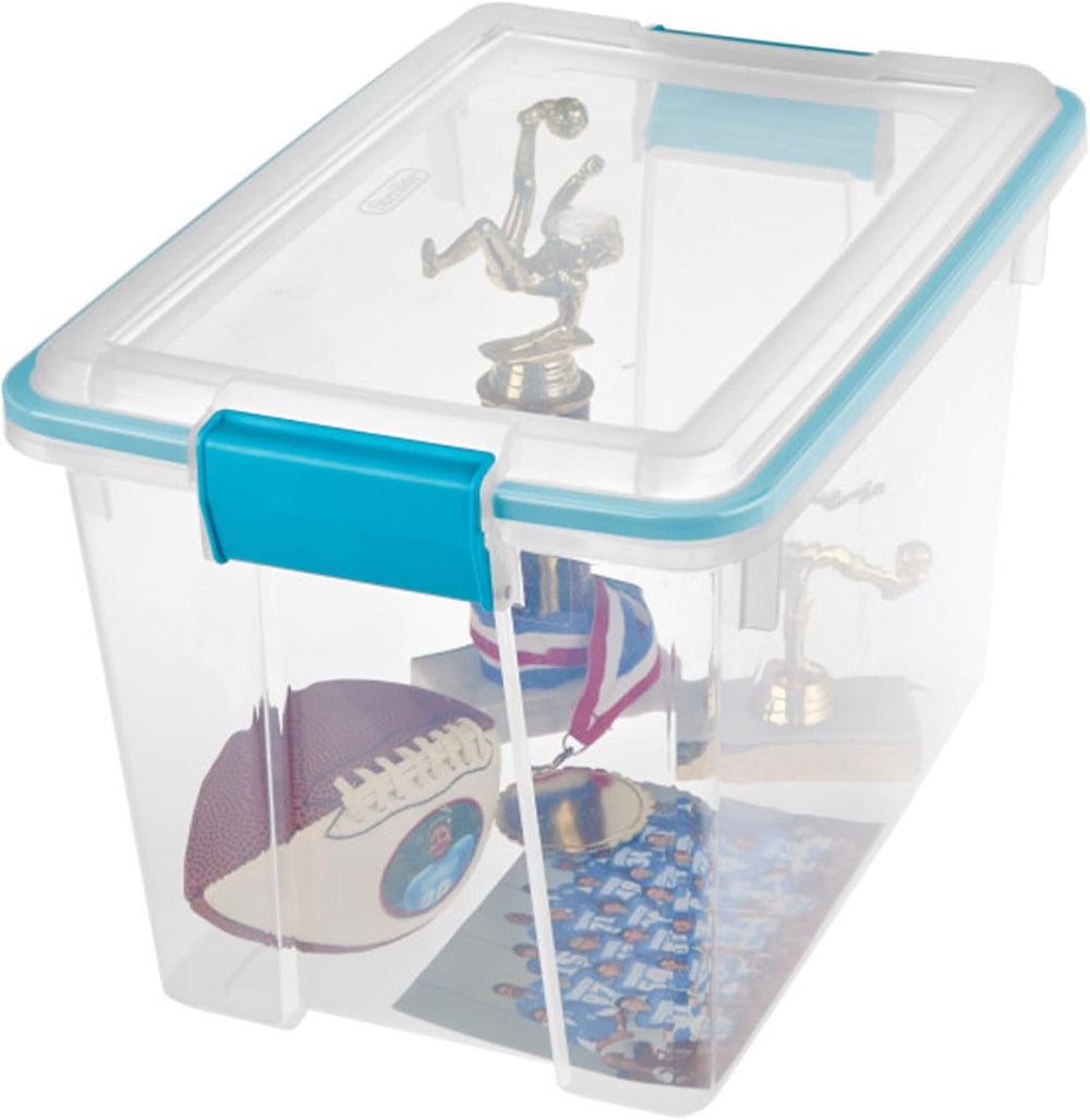 Sterilite Gasket Storage Box with Lids for Home & Office, 20 Quart, 6-Pack.