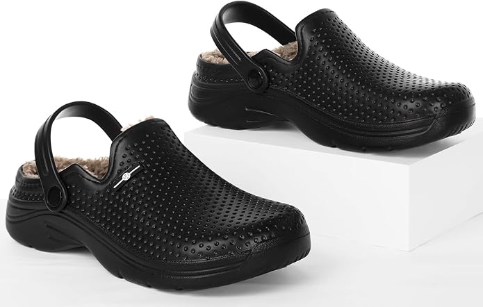 Womens Mens Fur Lined Clogs Waterproof Garden Shoes Winter Warm Fleece Lining - Image 6