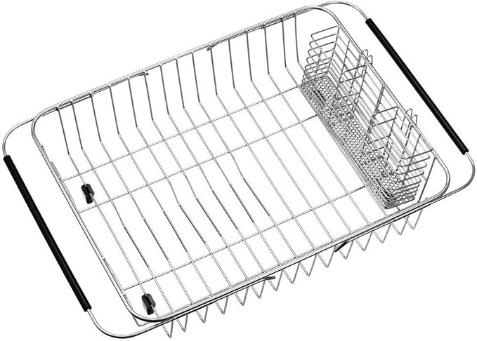 SANNO Expandable Dish Drying Rack Over Sink Dish Rack Shelf in Sink or On by SANNO