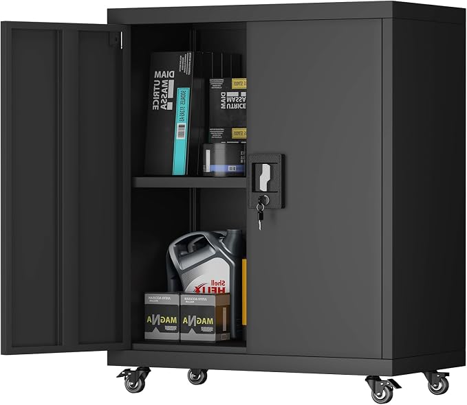 Metal Cabinet with Wheels, Steel Cabine with Locking Doors, Small Cabinet with by STEELIST