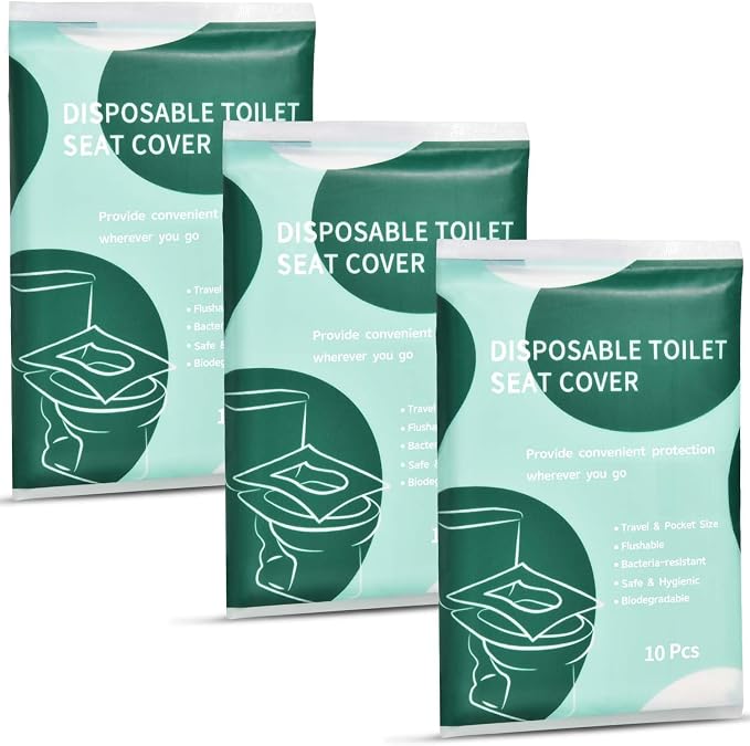 30 Pcs Disposable Flushable Paper Toilet Seat Covers Travel Supplies Essentials by KISEER