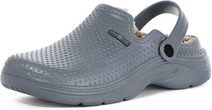 Womens Mens Fur Lined Clogs Waterproof Garden Shoes Winter Warm Fleece Lining by Gaatpot