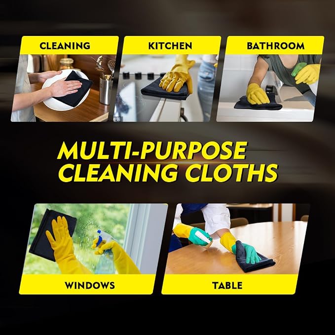 HOMEXCEL Black Microfiber Cleaning Cloth 50 Pack, 12.5 x 12.5 inch Microfiber - Image 6