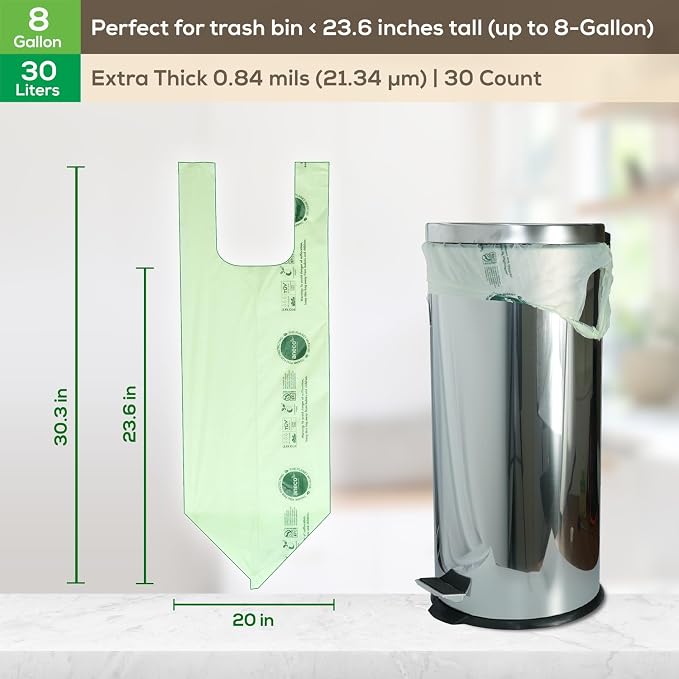 ANECO 8 Gallon Compostable Kitchen Food Waste Bags - Image 7