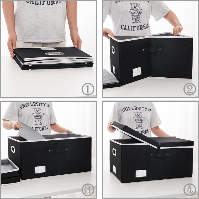 PRANDOM Storage Boxes with Lids Fabric Collapsible Storage Bins Organizer - Image 5