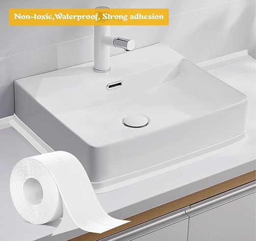 ABSOFINE Caulk Tape Waterproof Self Adhesive 1.97" x16.4Ft, Shower Seal Strip - Image 8