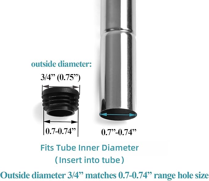 Plastic Plugs Tubing End Caps Chair End Caps Furnigear 3/4" Outside Bottom - Image 2