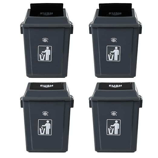 6 Gallon Plastic Swing Top TrashBin/Garbage Can, Lidded Wastebasket Trash Can by Afromy
