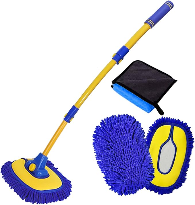 Car Wash Brush with Long Handle, Microfiber Towels Car Wash Kit Cleaning by BMLEI