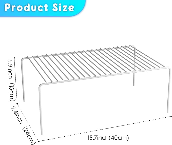 LargeWhite Cabinet Storage Shelf Rack Set of 4, Rustproof Metal Wire Kitchen - Image 3