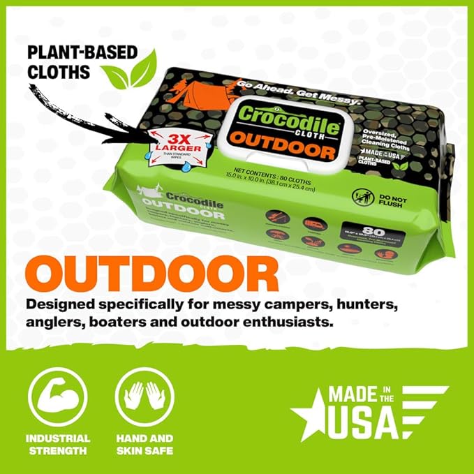 Crocodile Cloth Outdoor Cleaning Wipes – 8 Packs/640 Total Count Plant-Based - Image 3