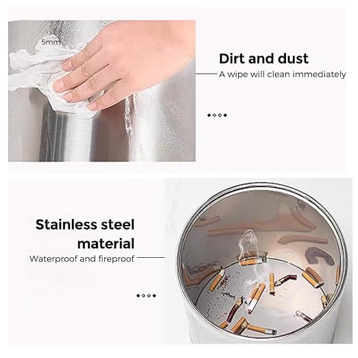 2.6Gallon/10L，Stainless Steel Bathroom Trash Can, Chrome Trash Can - Image 3