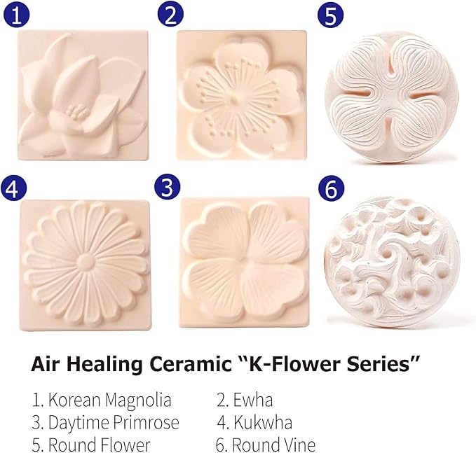 Stone Diffuser-Korean flowers 4 Square tiles, One Set-Odor Eliminator, Air - Image 5