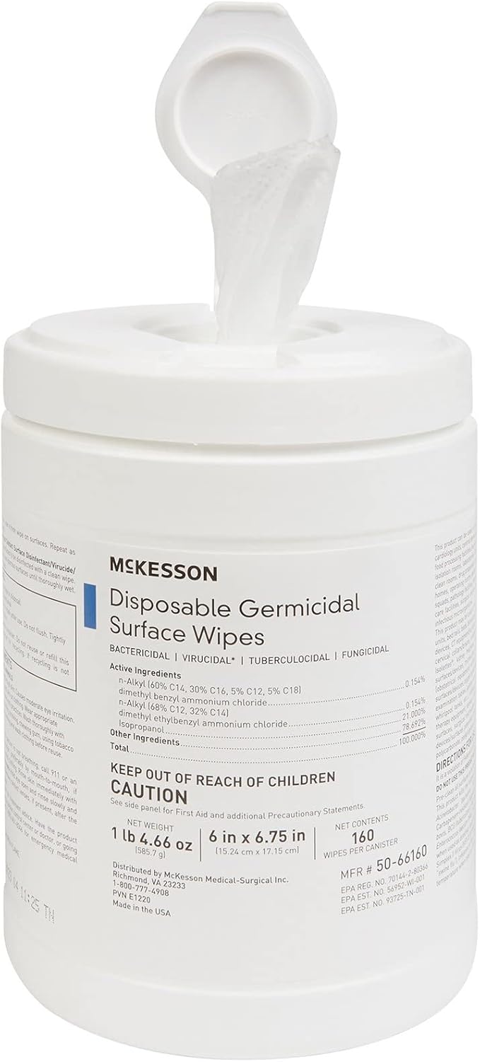 McKesson Germicidal Wipes Disinfecting Wipes, Alcohol Cleaning Disinfectant - Image 9