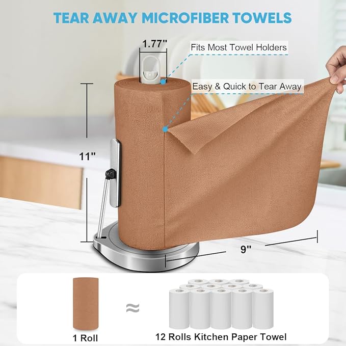 AIDEA Microfiber Cleaning Cloth 165 Sheets 3 Roll, Microfiber Towels - Image 2