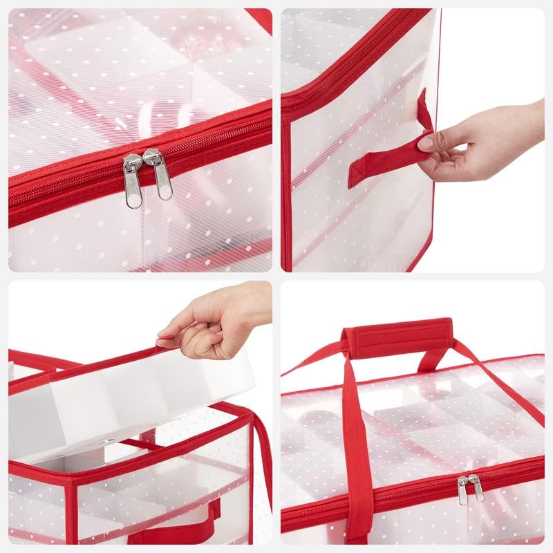SONGMICS Large Christmas Ornament Storage Box, with 128 Slots