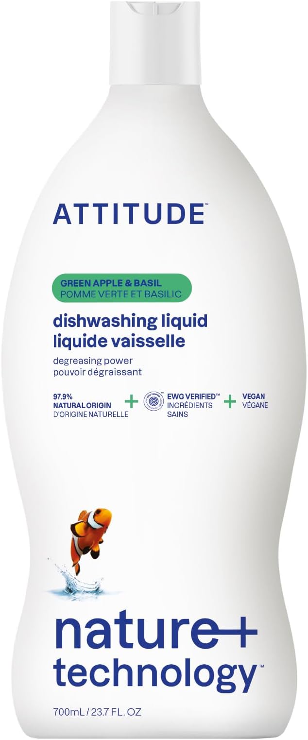 ATTITUDE Dish Soap, EWG Verified, Plant-Based & Vegan Dishwashing Liquid by ATTITUDE
